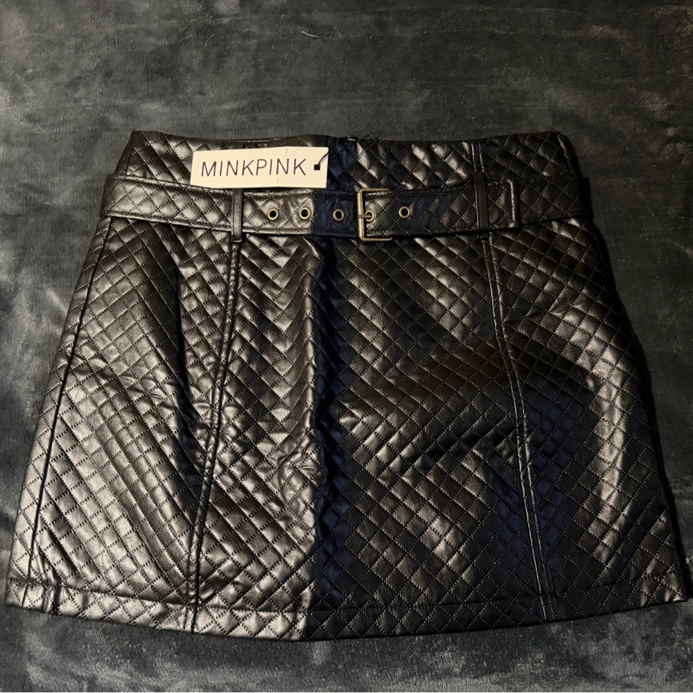 MINKPINK Black Quilted Mini Skirt